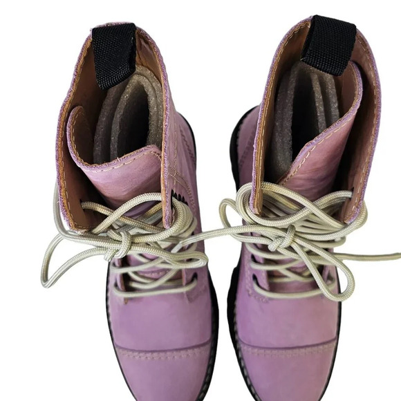 Alexa Chung Heavy Tread Platform Chunky Leather Boots Lilac Size 37 US 6.5 - Picture 9 of 10